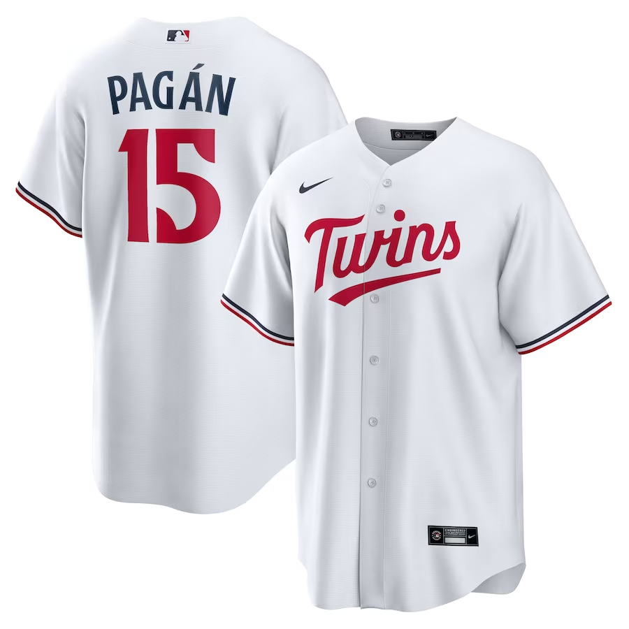 Men's Minnesota Twins Emilio Pag��n #15 White Home Jersey